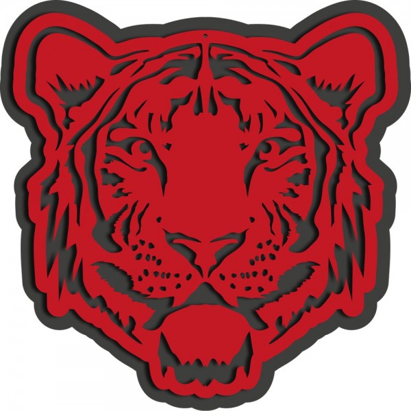 Tigerkopf 2D Display rot/schwarz, 29 cm