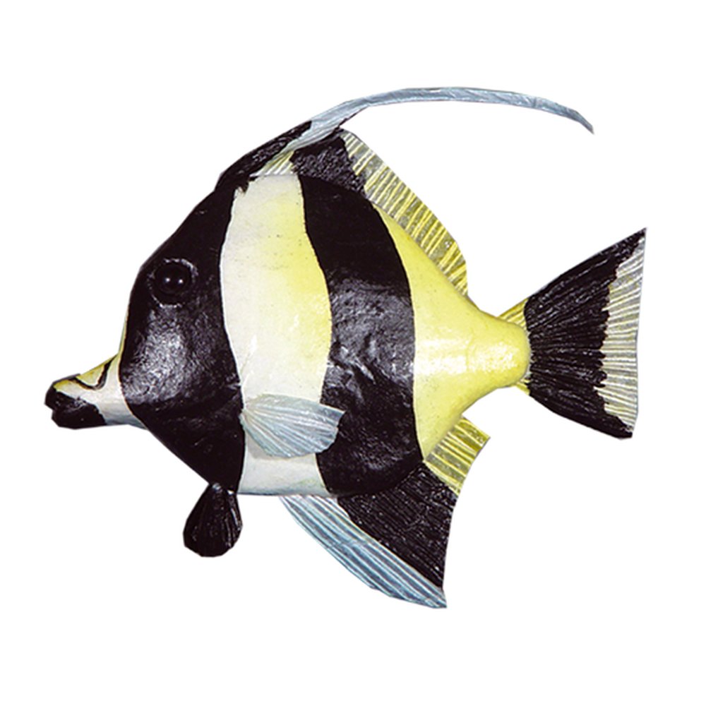 ah72 Falterfisch Fisch Grau Braun Gold Streifen Aufnäher Bügelbild 7,5 x 6,3 cm 
