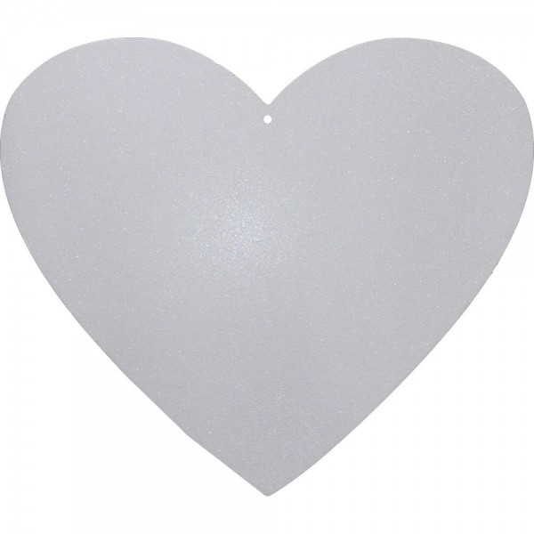 Herz Glitter 2D weiß,B 59 x H 51 cm
