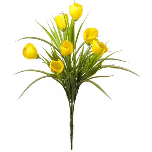 Krokus mit 7 Blüten grün/gelb, 38 cm, Ø 25 cm